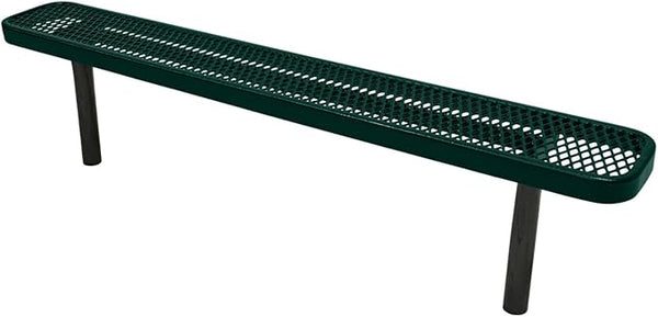 COATEDOUTDOORFURNITURE Coated Outdoor Furniture Heavy-Duty Outdoor Bench Thermoplastic Coated, Expanded Metal, Commercial-Grade Seating, Made in America (Inground Without Back, 6 Ft, Dark Green)