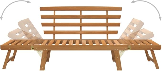 Patio Bench 2-in-1 Garden Bench Outdoor Bench for Outdoors Porch Entryway Furniture for Yard 74.8" Solid Acacia Wood