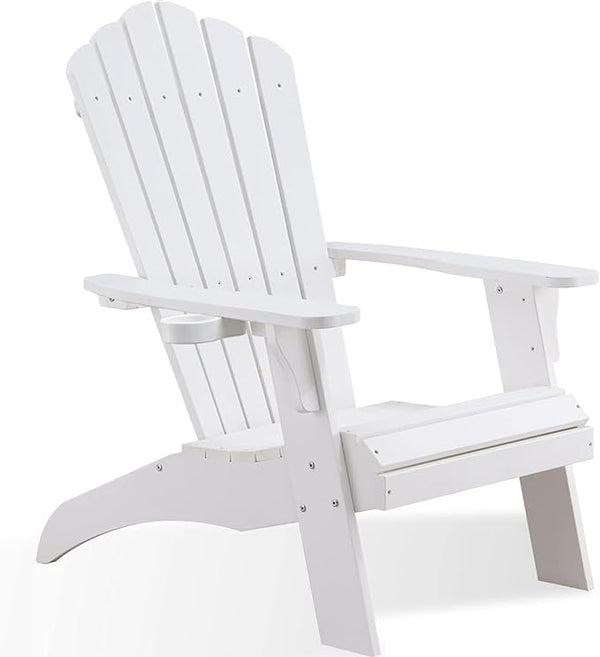 Psilvam Adirondack Chair, Oversized Poly Lumber Fire Pit Chair with Cup Holder, 350Lbs Support Patio Chairs for Garden - Photo 1