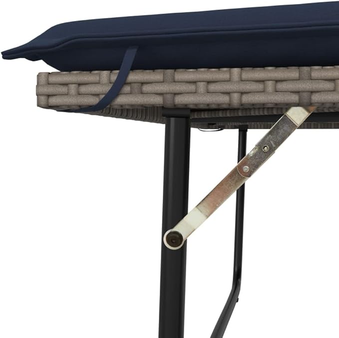 Patio Bench Gray PE Rattan Compact Outdoor Benches Yard Bench for Courtyard Lawn