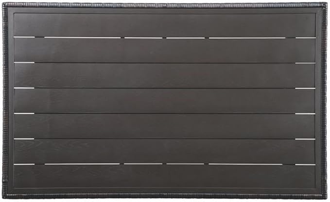BOWERY HILL Patio Dining Table, Dark Brown and Beige Finish, Resin Wicker and Rust-Free Aluminum Frame, 58.75 x 33.50 x 27.75 in, Water-Resistant Aluminum Top, Versatile Outdoor Table for Dining and