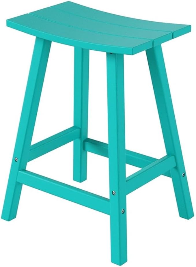 Costaelm 24" Height Outdoor Bar Stools, All-Weather Bar Stools, Adirondack Poly Patio Bar Stool for Patio, Deck, Kitchen Counter and Garden, Turquoise
