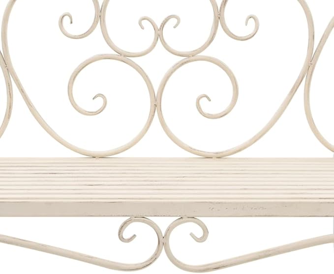 Patio Bench 52" Metal Antique White,Suitable for Patio Furniture, Front Porch Decoration, Outdoor Benches, Garden Benches, Benches for Patio, Porch, Poolside, Balcony