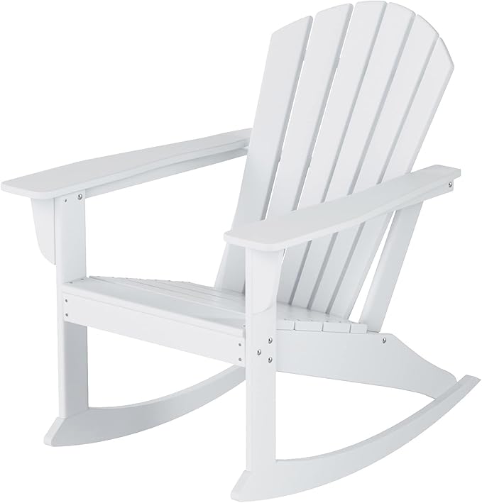 WO WESTIN OUTDOOR HDPE Altura Outdoor Rocking Poly Adirondack Chair, White