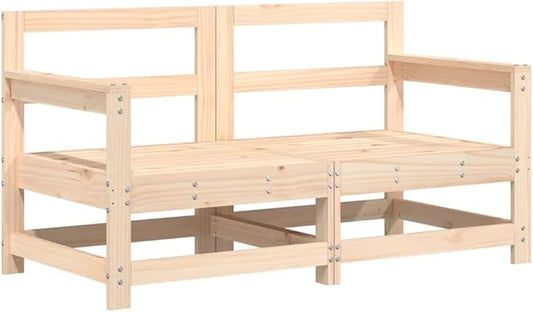 Natural Pine Outdoor Sectional Sofa 26 x 24 x 28 in Rustic Modular Loveseat for Patio Balcony Garden Backyard Seating Set
