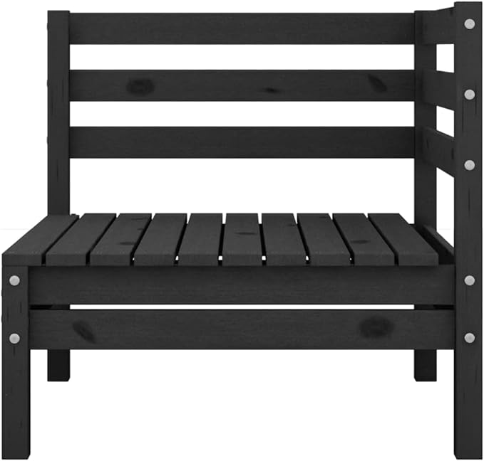 4-Piece Garden Lounge Set, Solid Pinewood Modular Patio Sofa with Footstool, Rustic Black Outdoor Furniture for Backyard, Balcony and Conservatory