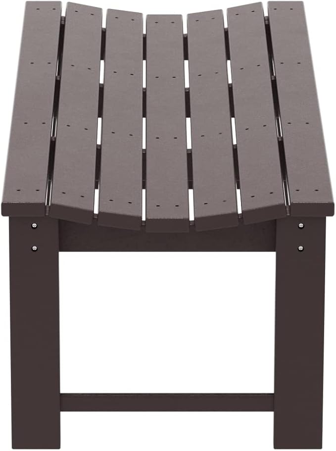 Costaelm Outdoor Benches Weatherproof, All Weather Resistant Park Bench Poly Lumber Backless Garden Bench Seat for Entryway Front Porch, Dark Brown
