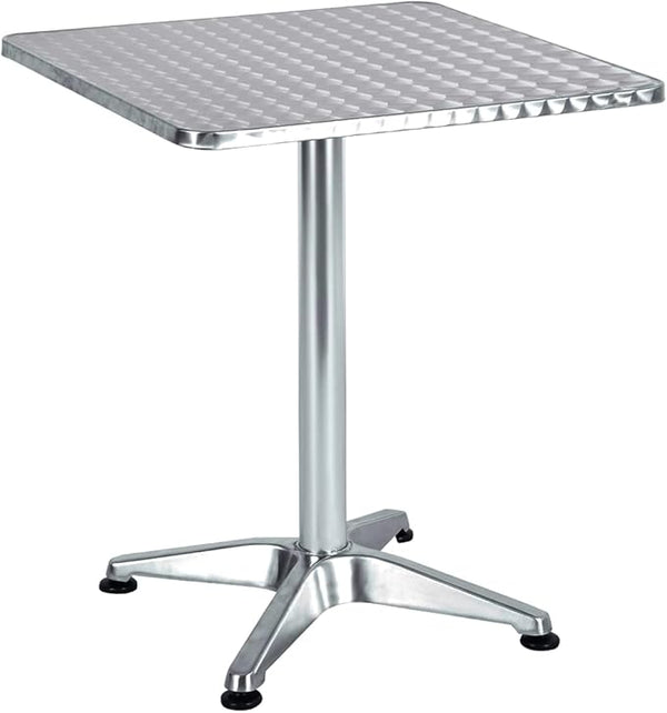 BTEXPERT Indoor Outdoor 23.75" Square Restaurant Table for Patio Stainless Steel Silver Aluminum Furniture with Base - Photo 1