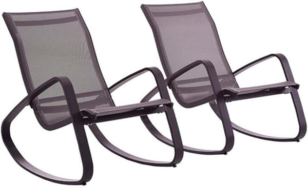 Modway EEI-3180-BLK-BLK-SET Traveler Rocking Lounge Chair Outdoor Patio Mesh Sling Set of 2, Black - Photo 1