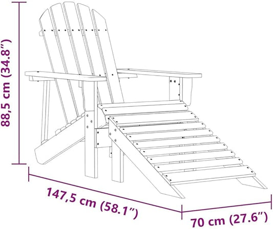 Pink Adirondack Chair with Ottoman, Solid Fir Wood Outdoor Patio Furniture for Garden, Balcony, and Relaxation, Classic Design with Detachable Ottoman