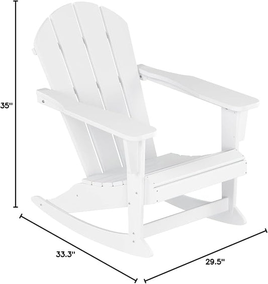 WestinTrends Malibu Outdoor/Patio Poly Adirondack Rocking Chair, White