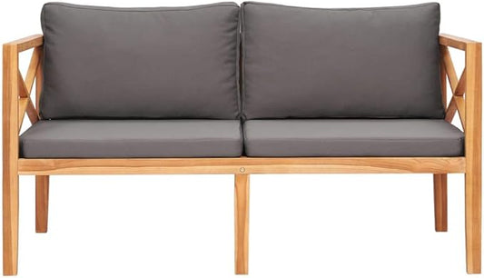 Garden Bench Dark Grey Teak Hardwood Durable Comfortable for Outdoor Garden and Patio Seating