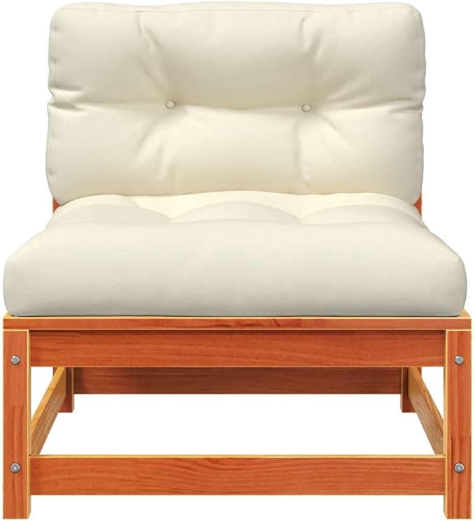 Rustic Loveseat for Outdoor Patio and Garden with Weather-Resistant Cushions and Solid Pine Wood Frame in Wax Brown and Cream