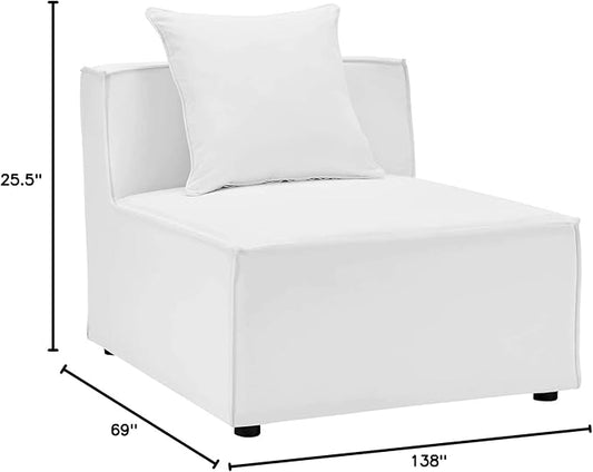Modway EEI-4387-WHI Saybrook Patio Upholstered Sectional Sofa in White, 7-Piece Set