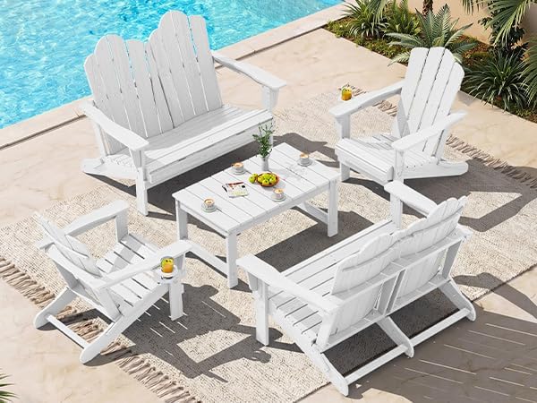 SERWALL 5 Pieces HDPE Patio Adirondack Chair Set - Photo 1