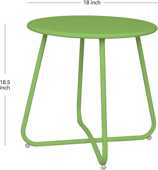 Babion Green Outdoor Side Table, Small Round Patio Accent Table for Yard & Garden, Indoor & Outdoor