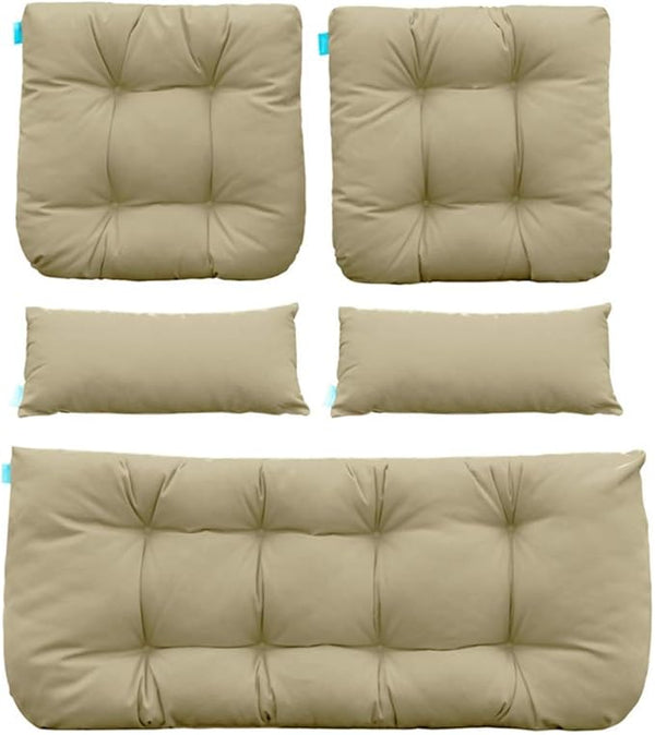 QILLOWAY Outdoor Patio Wicker Seat Cushions Group Loveseat/Two U-Shape/Two Lumbar Pillows for Patio Furniture - Photo 1
