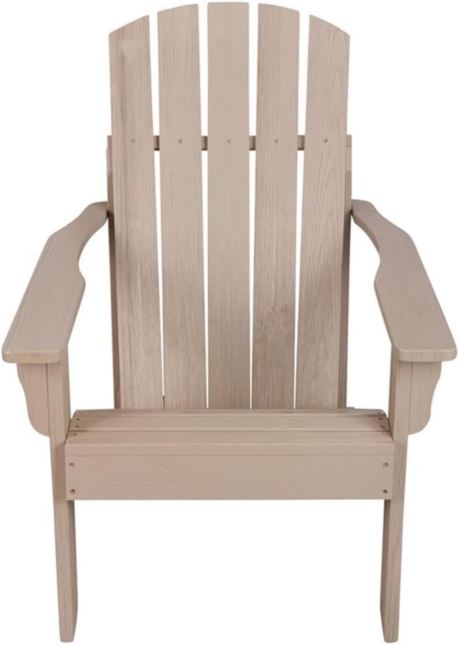 Pemberly Row Traditional Cedar Wood Adirondack Chair, Gray Finish, 36.25" H x 34.25" W x 26.75" D, Ergonomic Design, Weather-Resistant Patio Seating for Outdoor Relaxation