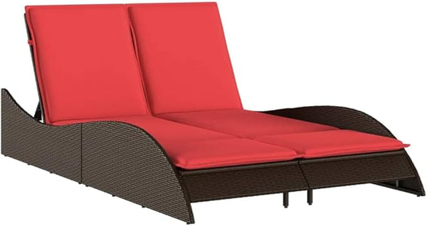 Adjustable Sun Lounger with Thick Cushions, Outdoor Chaise Lounge in Brown PE Rattan, 44.9"x80.7"x28.7" - Photo 1