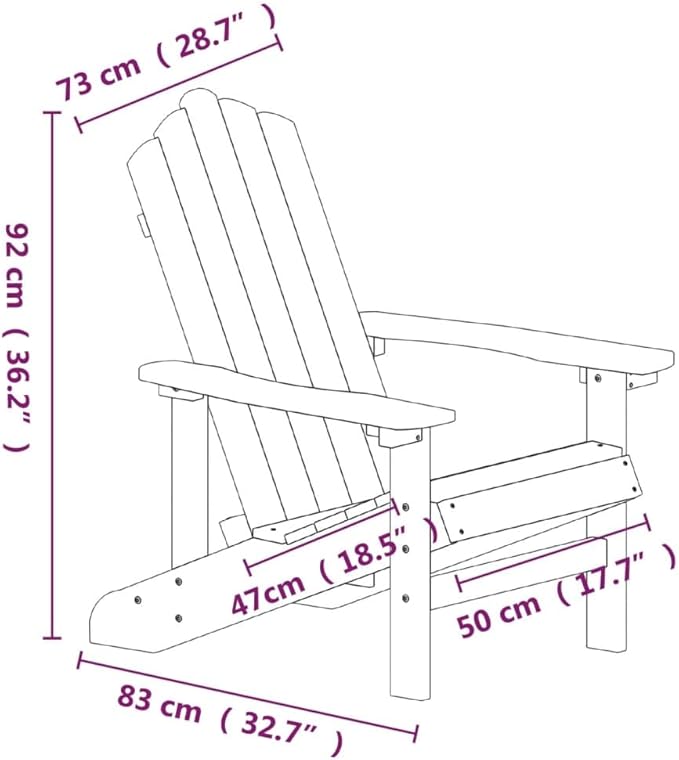 vidaXL Set of 2 Adirondack Patio Chairs with High-Backrest & Wide Arms, Low-Maintenance Terrace Chairs, HDPE & Steel Construction, Classic White