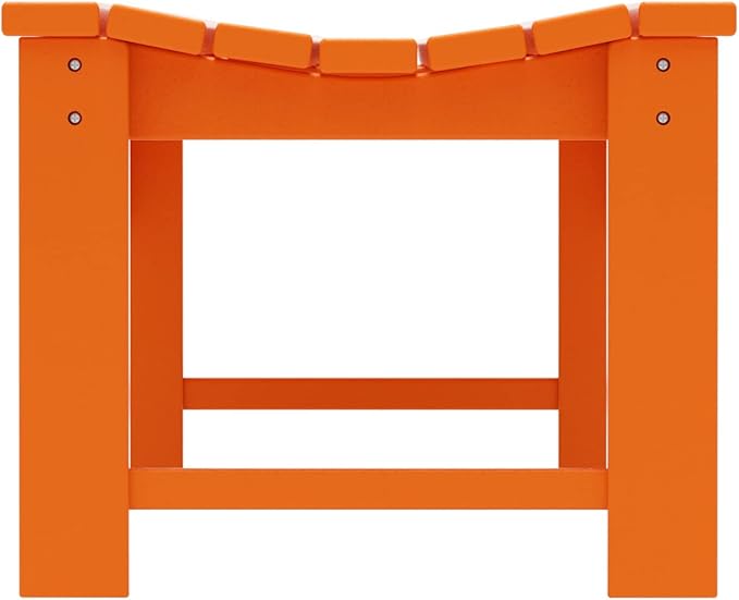Costaelm Outdoor Benches Weatherproof, All Weather Resistant Park Bench Poly Lumber Backless Garden Bench Seat for Entryway Front Porch, Orange