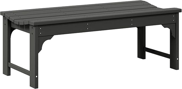 WO Home Furniture Outdoor 46" Backless HDPE Adirondack Bench, Poly Lumber Seat for Patio, Backyard, Balcony, All Weather Resistant with UV Protection, Gray
