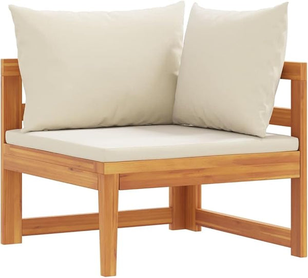 Modern Outdoor Corner Sofa with Plush Cushions and Acacia Wood Frame for Patio Garden Balcony Seating - Water-Resistant - Photo 1