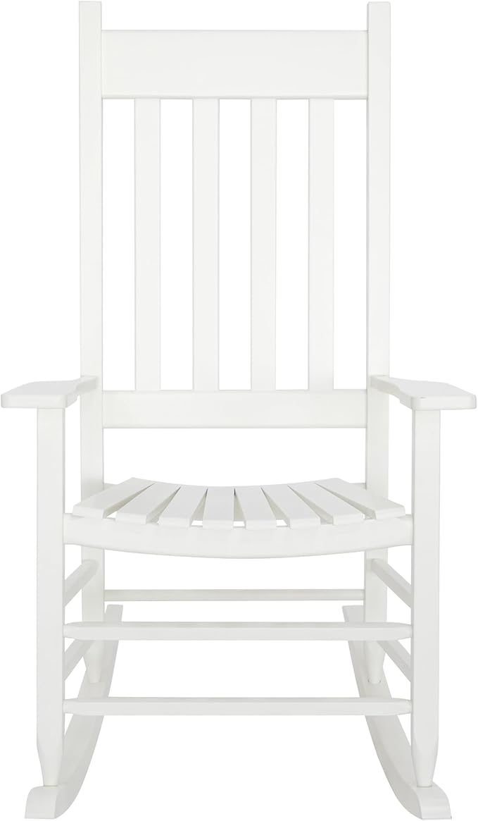 HOMESTEAD Wooden Rocking Chair for Indoor and Outdoor, FSC Acacia Wood, Supports up to 250 LB (White)