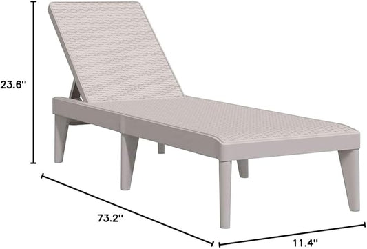 Brown 73"x24" Outdoor Chaise Lounge Chair with Adjustable Armrests, UV Resistant Cappuccino Rattan Look Polypropylene Sun Lounger for Garden, Patio, Poolside, Beach and Lawn