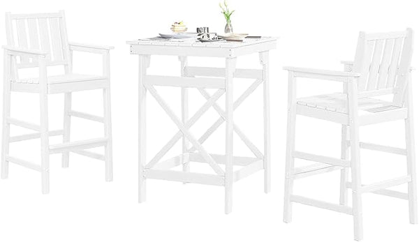 3-Piece Adirondack Chairs and Table Set, HDPE Patio Bar Sets, All Weather Outdoor Bar Stools Set - Photo 1