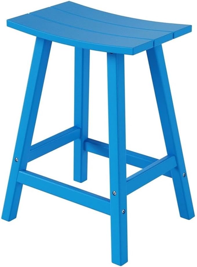 Costaelm 24" Height Outdoor Bar Stools, All-Weather Bar Stools, Adirondack Poly Patio Bar Stool for Patio, Deck, Kitchen Counter and Garden, Pacific Blue