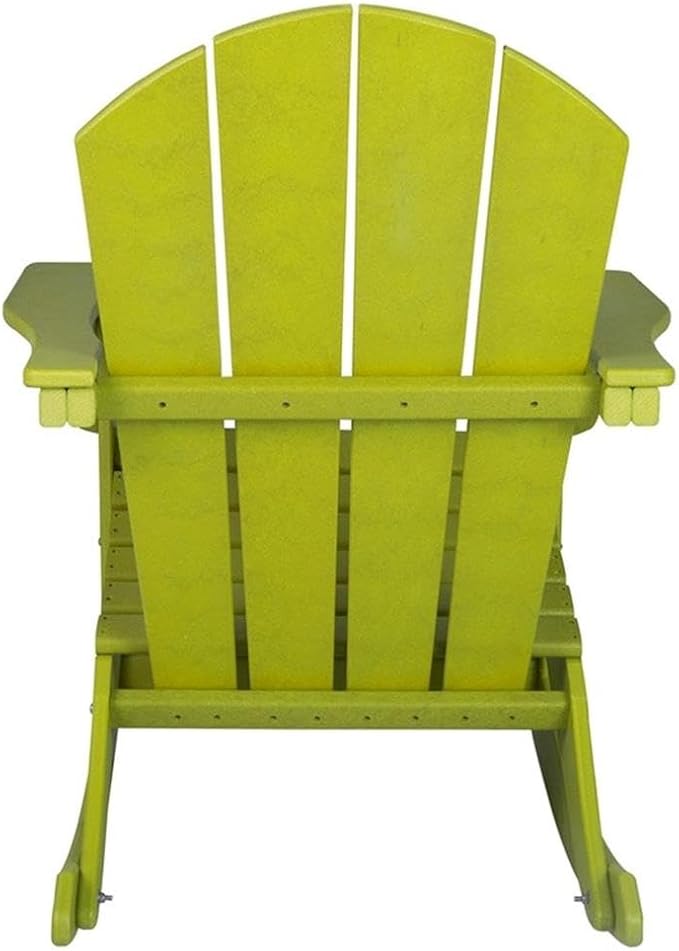Costaelm Outdoor Adirondack Chair, All Weather Resistant Classic Balcony Chair and Fire Pit Chairs, Adirondack Plastic Outdoor Porch Furniture Rocking Chair High Back HDPE Poly Lumber, Lime