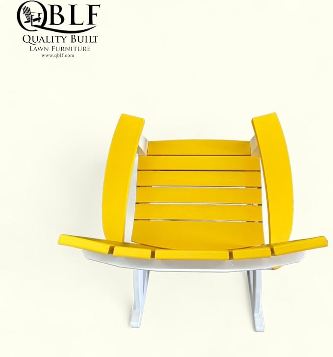 Generic Modern Adirondack Porch Rocker HDPE Heavy Duty Outdoor Rocker (Yellow/White)