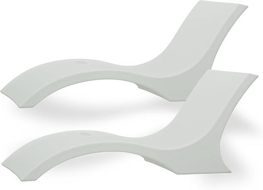 M MASSIMO MOTOR in-Pool Lounger Chairs, Patio Shelf Chaise Recliners, Deck, Beach Pool Side, White - 2 Chairs