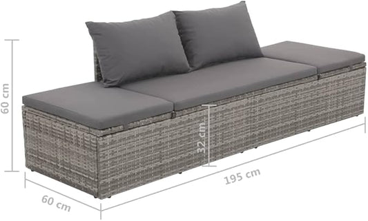 Patio Bed,Pool Lounge Chairs,Outdoor Chaise Lounge,Patio Lounge Chair,Outdoor Furniture,Outdoor Garden Chair,for Pool Side,Balcony,Beach,Yard,Gray 76.8"x23.6" Poly Rattan
