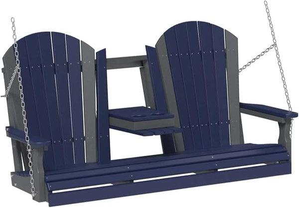 LuxCraft 5' Adirondack Hanging Front Porch Swing with Flip Down Console, Seats Up to 3 - Photo 1
