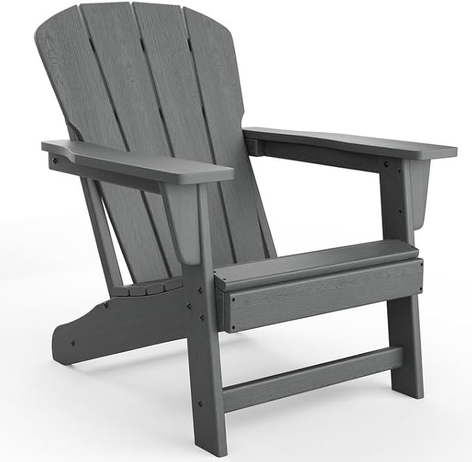 Folding Adirondack Chairs HDPE Weather Resistant, Outdoor Adirondack Firepit Chairs for Patio, Garden, Light Black