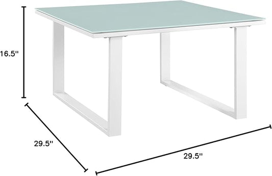 Modway Fortuna Aluminum Outdoor Patio Side Table in White