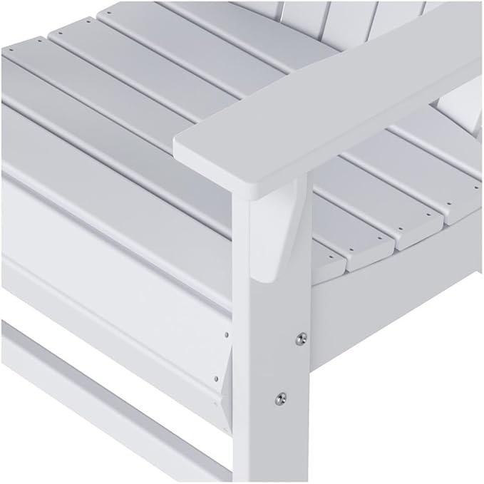 Costaelm Outdoor Adirondack Chair, HDPE Patio Balcony Pool Chair, Modern Front Porch Fire Pit Backyard Chair, Garden Resin Lounge Chair for Outside, White