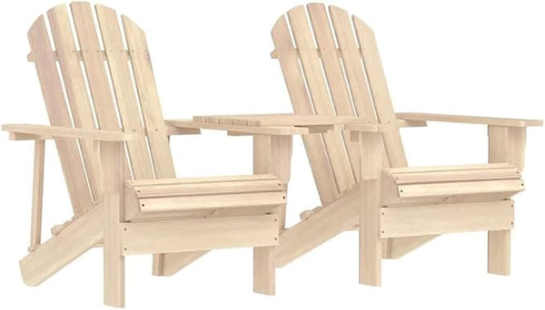 Solid Fir Wood Adirondack Chair Set with Table for Two, Ergonomic Outdoor Seating, Weather-Resistant Garden Furniture - Photo 1