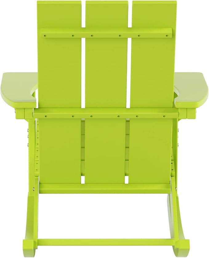WO WESTIN OUTDOOR HDPE Shoreside Modern Rocking Poly Adirondack Chair (Set of 2),Lime