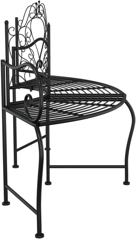 Tree Bench 59.1 Inch Black Steel Outdoor Patio Furniture, Wrap Around Garden for Trees, Weather-Resistant Metal Bench Seat for Yard, Lawn, Park, Durable & Stylish Backyard Decor