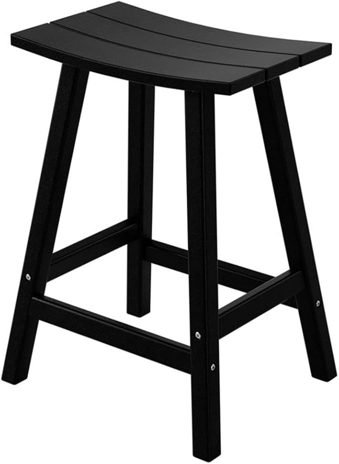 Costaelm 24" Height Outdoor Bar Stools, All-Weather Bar Stools, Adirondack Poly Patio Bar Stool for Patio, Deck, Kitchen Counter and Garden, Black