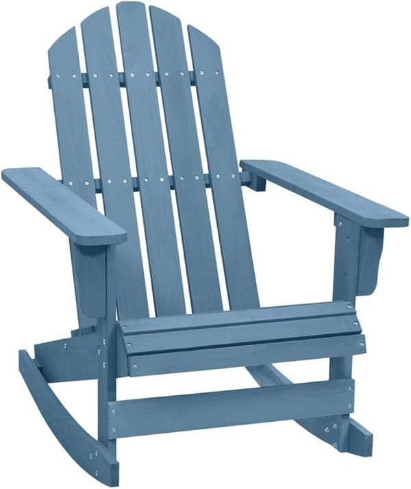 Patio Adirondack Rocking Chair Solid Fir Wood Blue, Patio Dining Chairs, Bar Stools - Photo 1