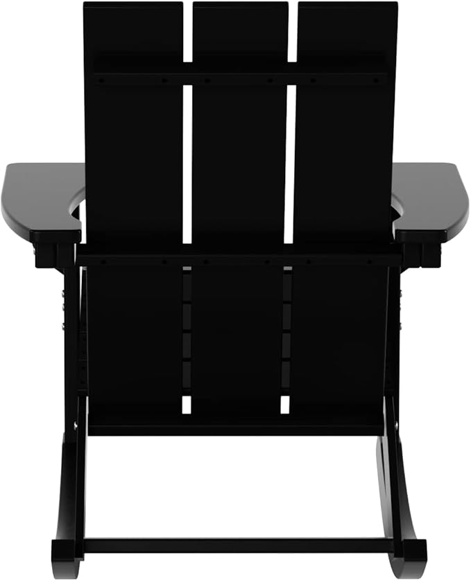 WO WESTIN OUTDOOR HDPE Shoreside Modern Rocking Poly Adirondack Chair (Set of 2),Black