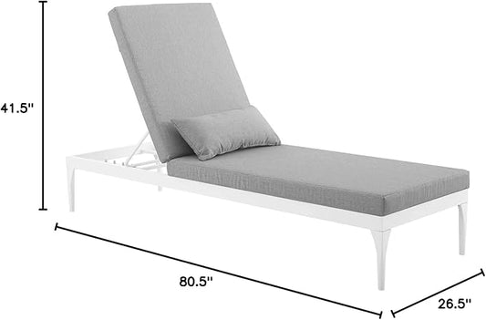 Modway EEI-3301-WHI-GRY Perspective Cushion Outdoor Patio Chaise Lounge Chair in White Gray