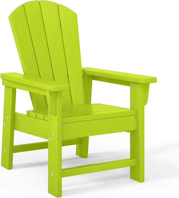 Costaelm Kids Lawn Chair, Toddler Outdoor Chair Kids Patio Furniture and Outdoor Children Picnic Activity Modern Adirondack Chairs for Garden, Patio, Backyard & Beach, Lime