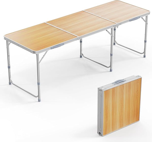 VINGLI 6ft Folding Camping Table with Carry Handle - Photo 1