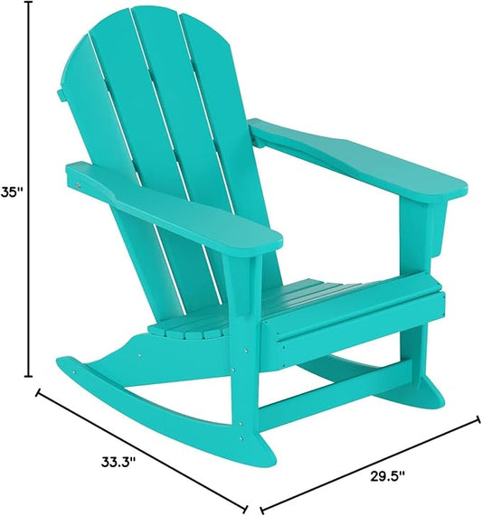 WO WESTIN OUTDOOR HDPE Laguna Outdoor Rocking Poly Adirondack Chair, Turquoise