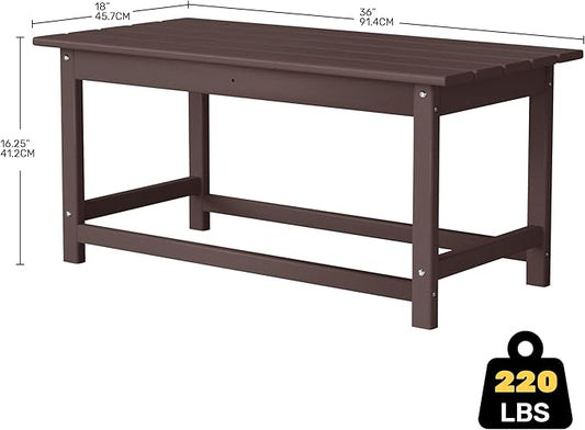 Costaelm Adirondack Conversation Table, HDPE Outdoor Drink Weather Resistant, Outdoor Patio Porch Accent Balcony Table for Pool, Seaside, Backyard, Dark Brown